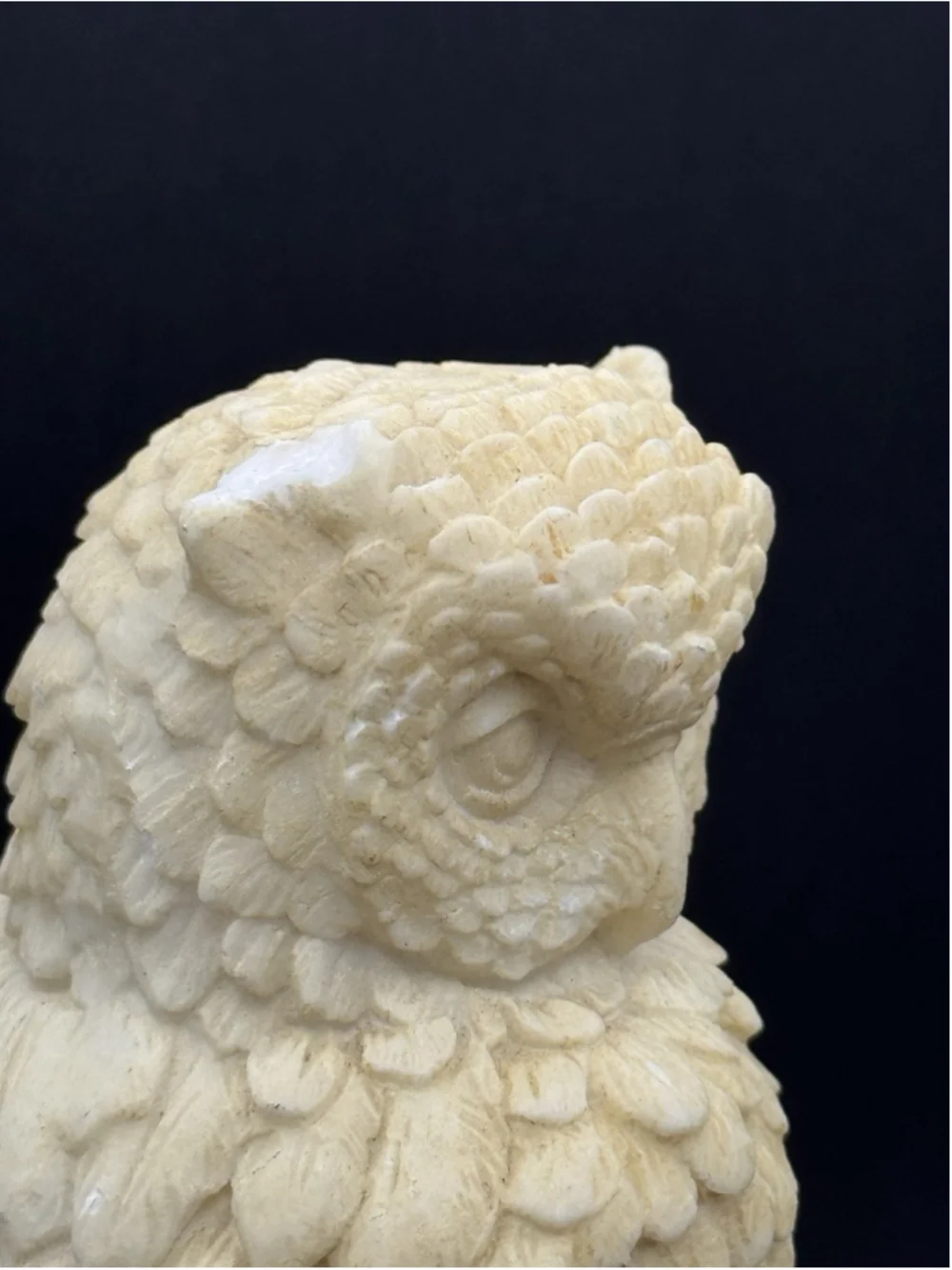 A. Santini Carved Alabaster Owl Figurine - Broken Ear Tuft